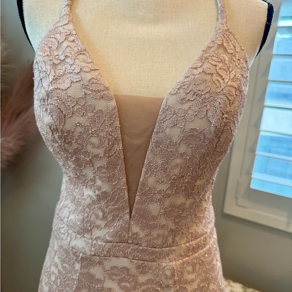 Cachet Rose gold/Blush pink Elegant Lace Evening Gown size 6 - Picture 2 of 11